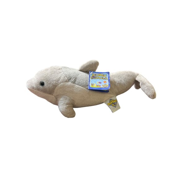 The Petting Zoo Aquatic Collection Dolphin Plush Gray White Blue Eyes 12" NWT - Picture 1 of 5